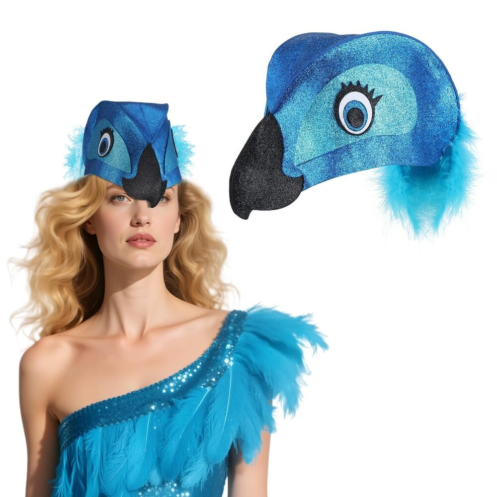 3722 Halloween Parrot Hat Tropical Bird Costume Unisex Feather Hat